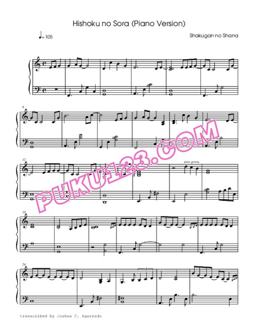 天天钢琴网-免费下载shakugan-no-shana-hishoku-no-sora-piano-version