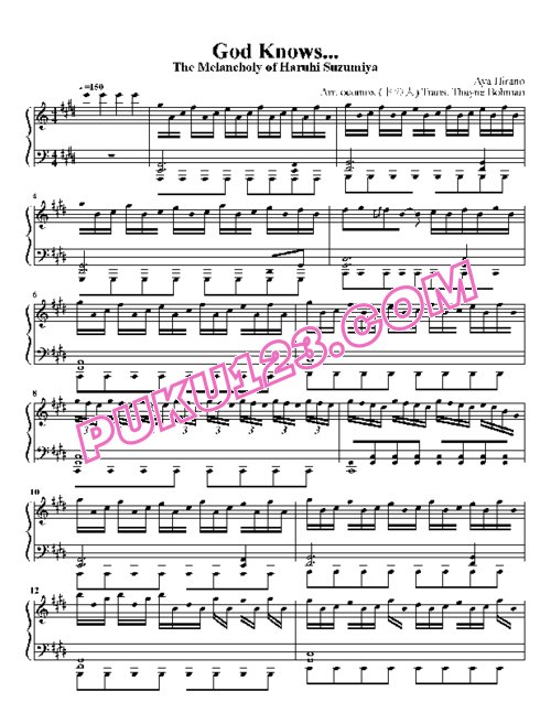 The Melancholy of Haruhi Suzumiya - God Knows...钢琴谱第1页