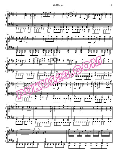 The Melancholy of Haruhi Suzumiya - God Knows...钢琴谱第2页