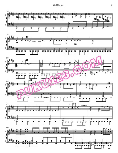 The Melancholy of Haruhi Suzumiya - God Knows...钢琴谱第3页