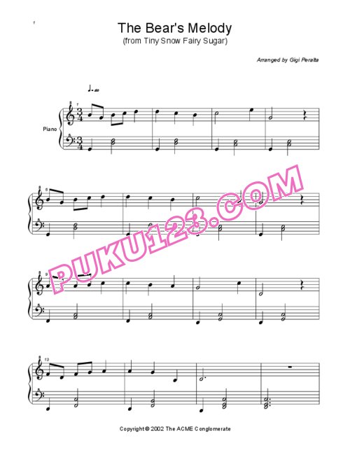天天钢琴网-免费下载tiny-snow-fairy-sugar-the-bears-melody