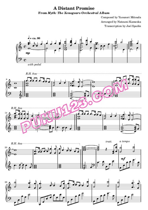 Xenogears - A Distant Promise - _Myth_ The Xenogears Orchestral Album_ arrangement钢琴谱第1页