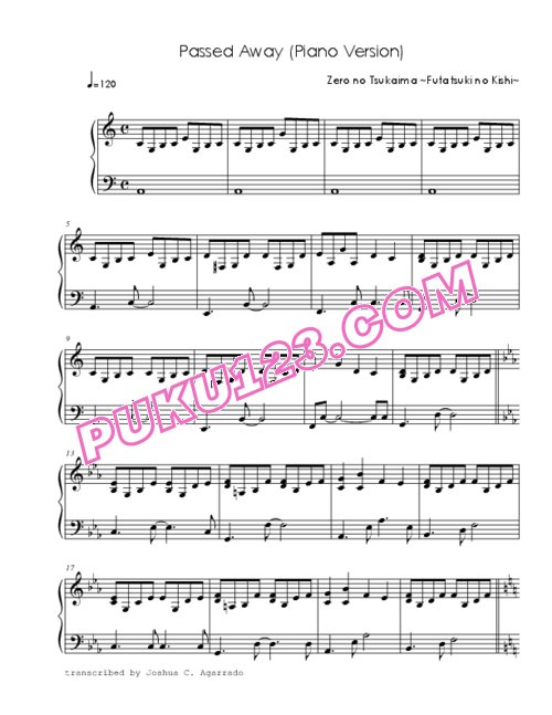 天天钢琴网-免费下载zero-no-tsukaima-futatsuki-no-kishi-passed-away-piano-version