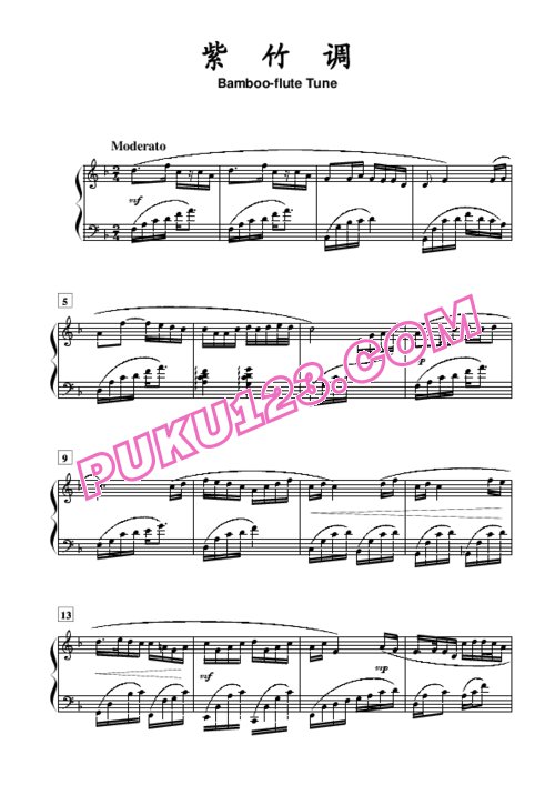 天天钢琴网-免费下载Bamboo-flute Tune紫竹调