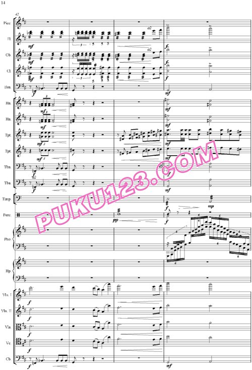 天天钢琴网-免费下载吕其明：管弦乐作品《红旗颂》总谱完整版