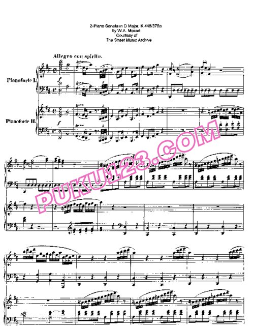 天天钢琴网-免费下载08.莫扎特双钢琴奏鸣曲 D大调 K. 448 (野田废与千秋只弹了第一乐章)