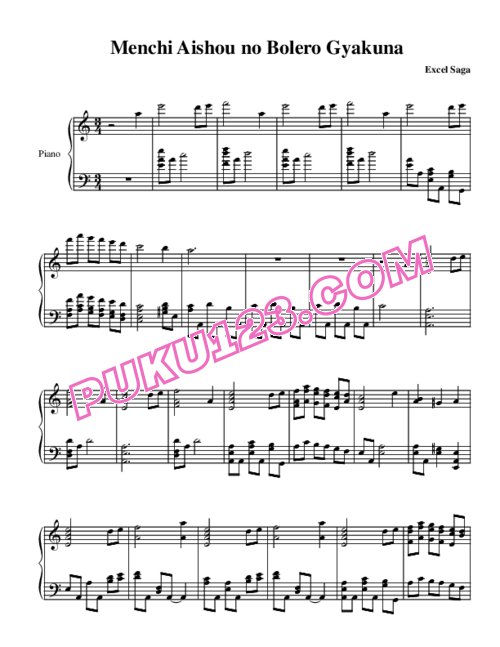 excel-saga-menchi-aishou-no-bolero-gyakuna钢琴谱第1页