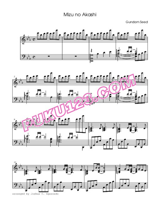 天天钢琴网-免费下载gundam-seed-mizu-no-akashi-piano-solo