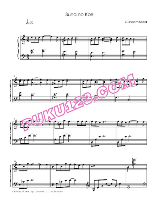 天天钢琴网-免费下载gundam-seed-suna-no-koe