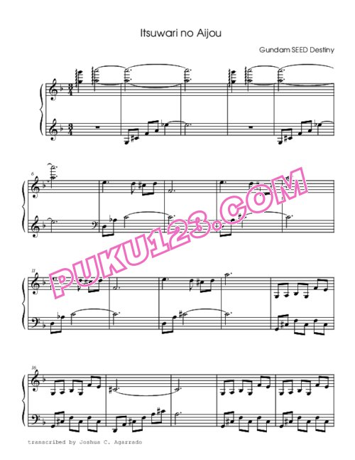 天天钢琴网-免费下载gundam-seed-destiny-itsuwari-no-aijou