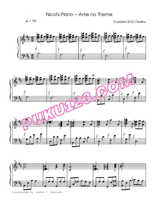 天天钢琴网-免费下载gundam-seed-destiny-nicols-piano-ame-no-theme