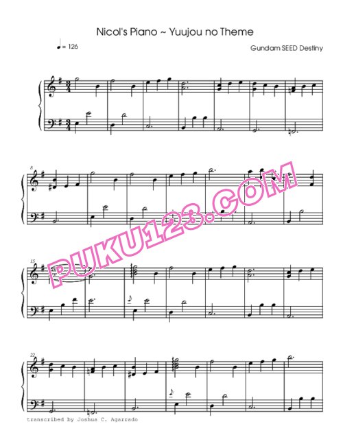 天天钢琴网-免费下载gundam-seed-destiny-nicols-piano-yuujou-no-theme