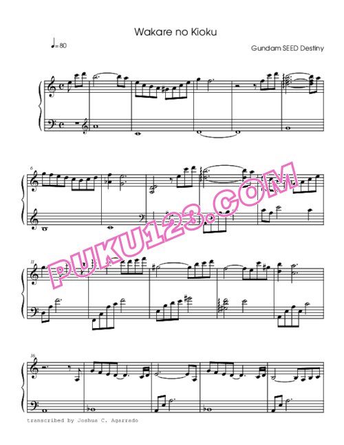 天天钢琴网-免费下载gundam-seed-destiny-wakare-no-kioku