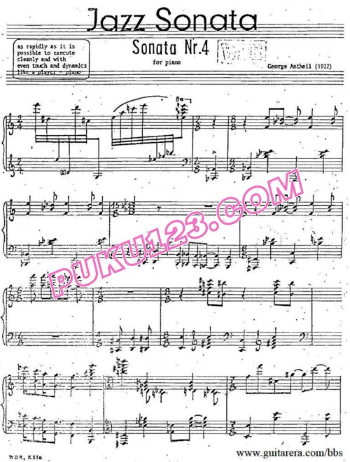 天天钢琴网-免费下载Antheil - Jazz Sonata