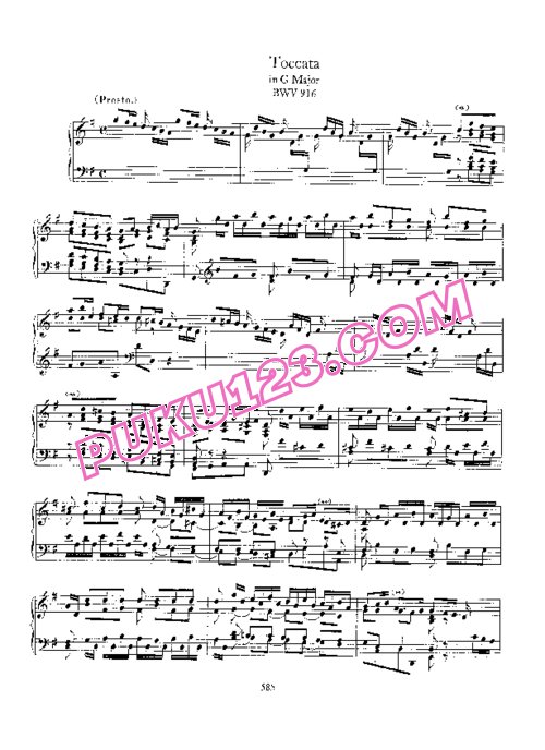 天天钢琴网-免费下载Toccata No 7 in G, BWV 916