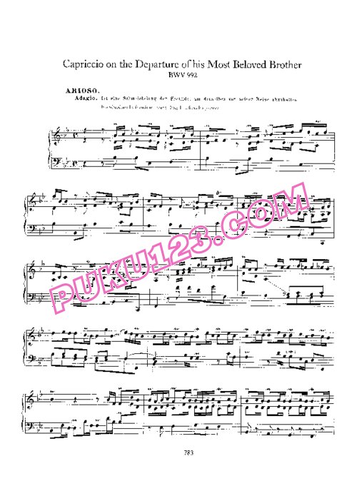 天天钢琴网-免费下载Bach - Capriccio in B-flat Major BWV 992