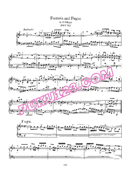 天天钢琴网-免费下载Bach - Fantasia and Fugue in d Minor BWV 905