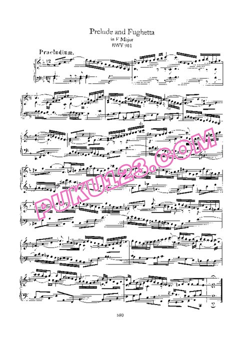 天天钢琴网-免费下载Prelude and Fughetta in F, BWV 901