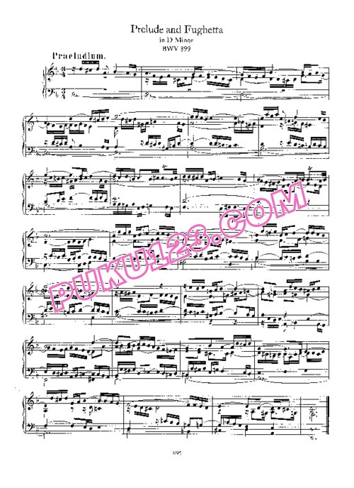 天天钢琴网-免费下载Prelude and Fughetta in d, BWV 899
