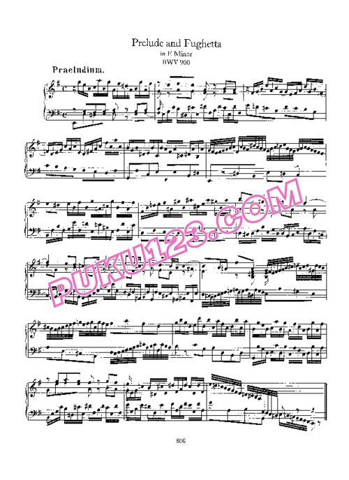 天天钢琴网-免费下载Prelude and Fughetta in e, BWV 900