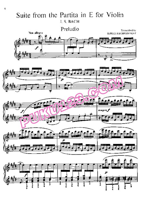 天天钢琴网-免费下载Rachmaninoff - Bach - Violin Suite in E Major BWV 1006a 拉赫玛尼诺夫改编钢琴独奏版