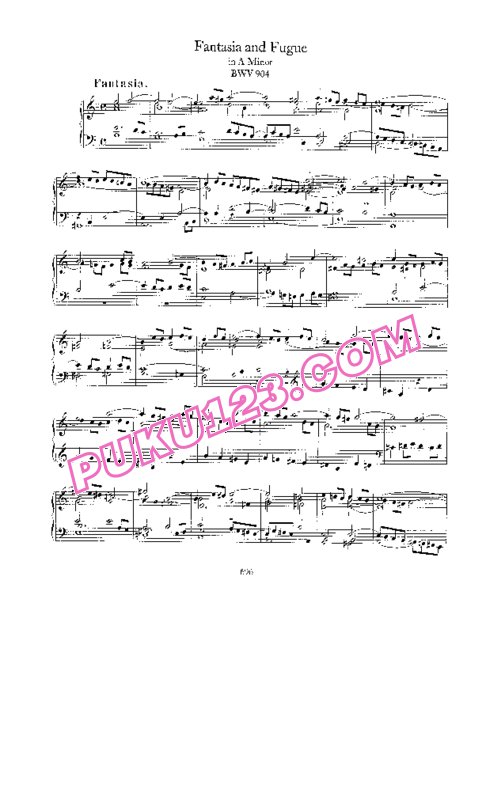 天天钢琴网-免费下载Bach - Fantasia and Fugue in a Minor BWV 904