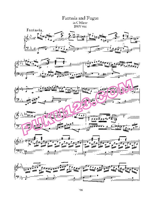 天天钢琴网-免费下载Bach - Fantasia and Fugue in c Minor BWV 906