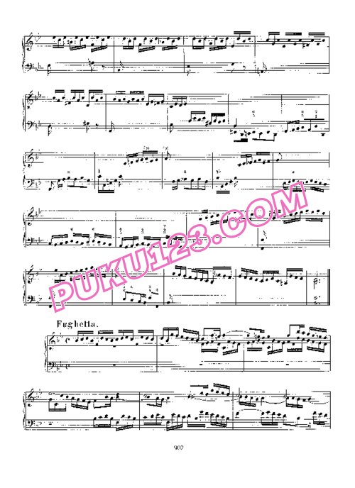 天天钢琴网-免费下载Bach - Fantasia and Fughetta in B-flat Major BWV 907
