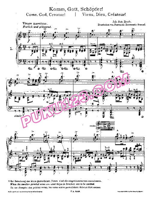 天天钢琴网-免费下载Bach - Busoni - Chorale Preludes, Komm, Gott, Schopfer BWV 677 布索尼改编钢琴独奏版