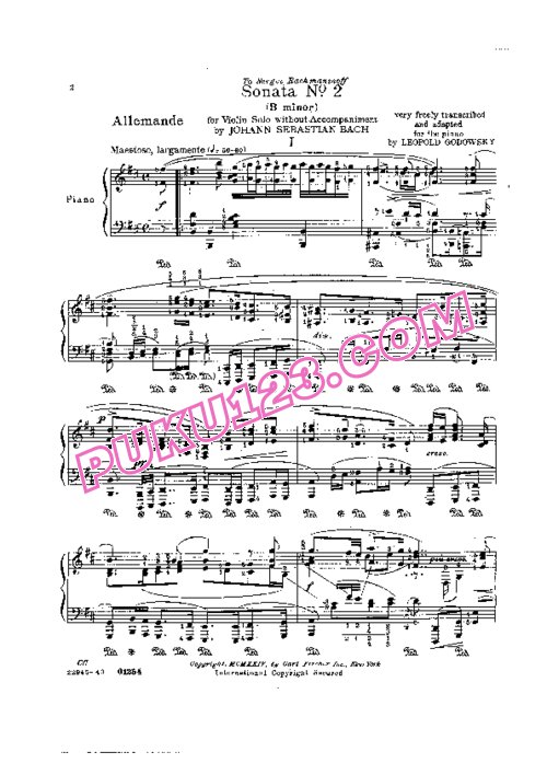 天天钢琴网-免费下载Bach.-.Godowsky.-.Violin-Partita-No.1 BWV 1002 戈多夫斯基改编钢琴独奏版