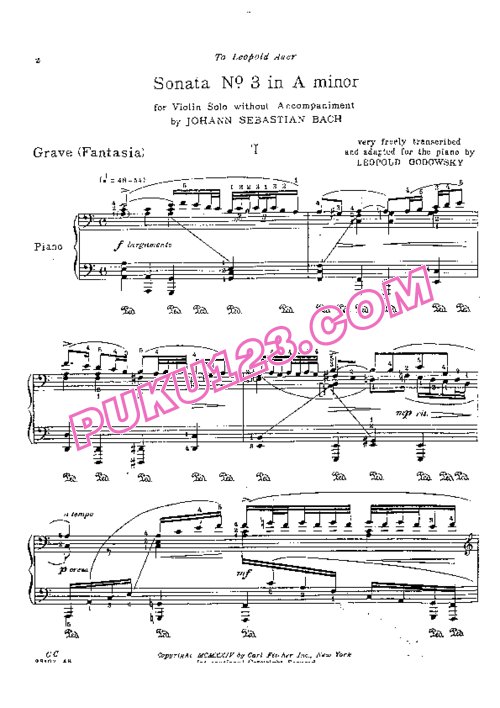 天天钢琴网-免费下载Bach.-.Godowsky.-.Violin-Sonata-No.2 BWV 1003 戈多夫斯基改编钢琴独奏版