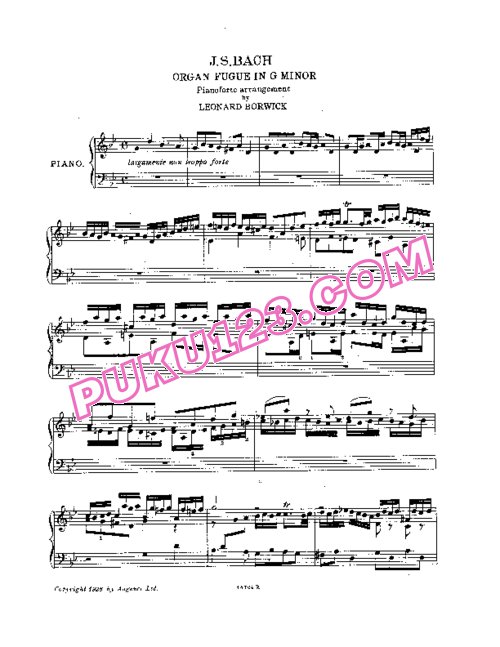 天天钢琴网-免费下载Bach - Borwick - Fugue in g Minor BWV 578 Borwick 改编钢琴独奏版