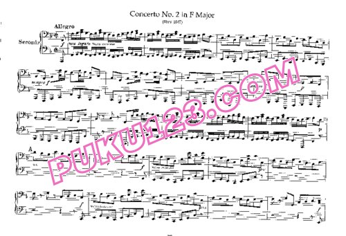 天天钢琴网-免费下载Bach - Brandenburg Concerto No.2 in F Major BWV.1047 - 4 Hands四手联弹版
