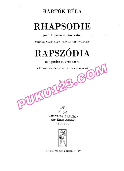 天天钢琴网-免费下载Bartok - Rhapsody for Piano and Orchestra Op[1]. 1 双钢琴版