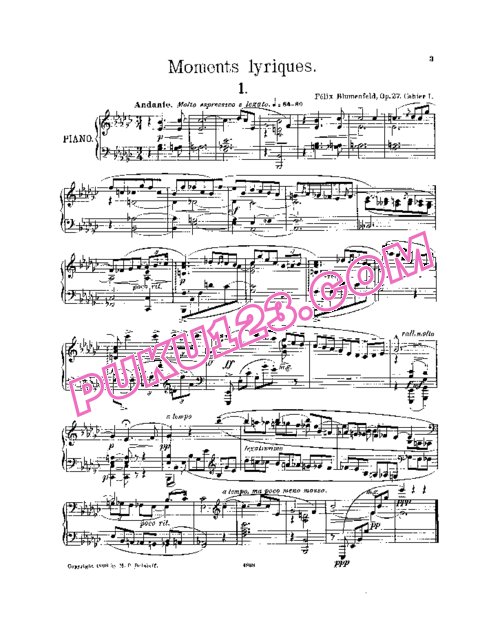 天天钢琴网-免费下载Blumenfeld - 10 Moments Lyriques Op.27