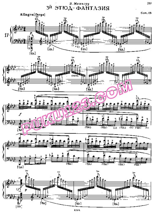 天天钢琴网-免费下载Blumenfeld - Etude Fantasy Op.48