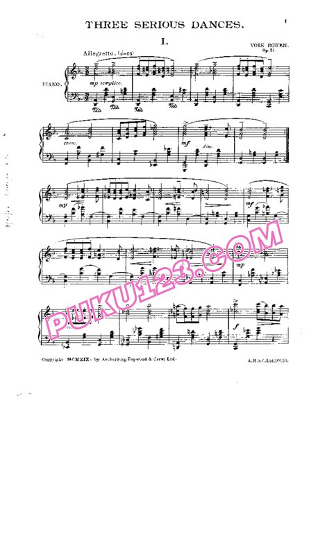 天天钢琴网-免费下载Bowen - Serious Dances Op.51