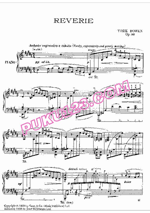 天天钢琴网-免费下载Bowen - Reverie Op.86