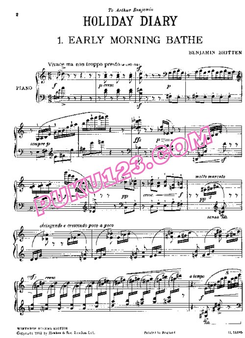 天天钢琴网-免费下载Britten - Holiday Diary Op.5