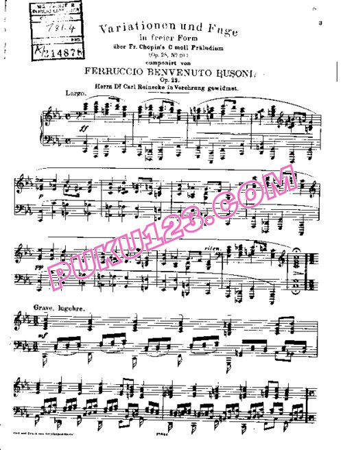 天天钢琴网-免费下载Busoni - Variations and Fugue on Chopin s Prelude in c Minor Op.22