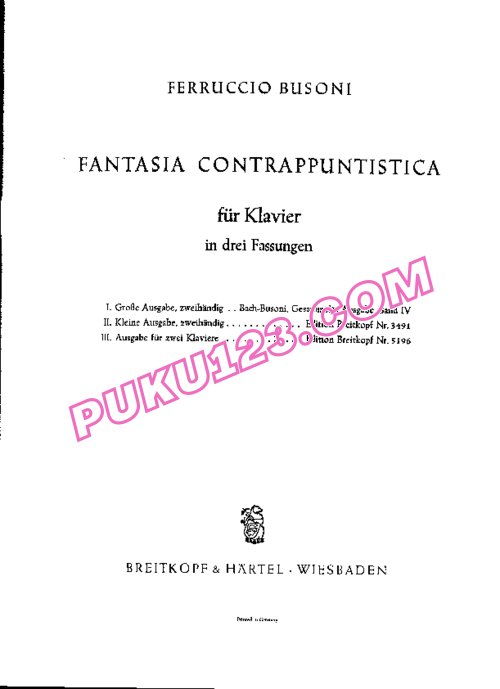 天天钢琴网-免费下载Busoni -- Fantasia Contrappuntistica - 2 Pianos
