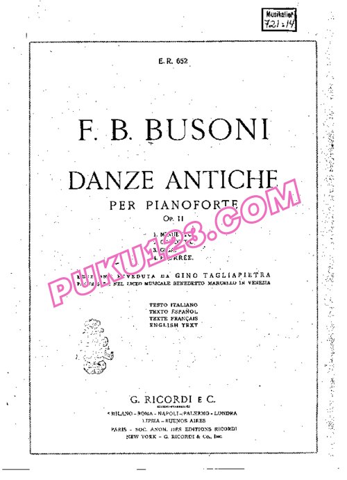 天天钢琴网-免费下载Busoni - Ancient Dances Op.11