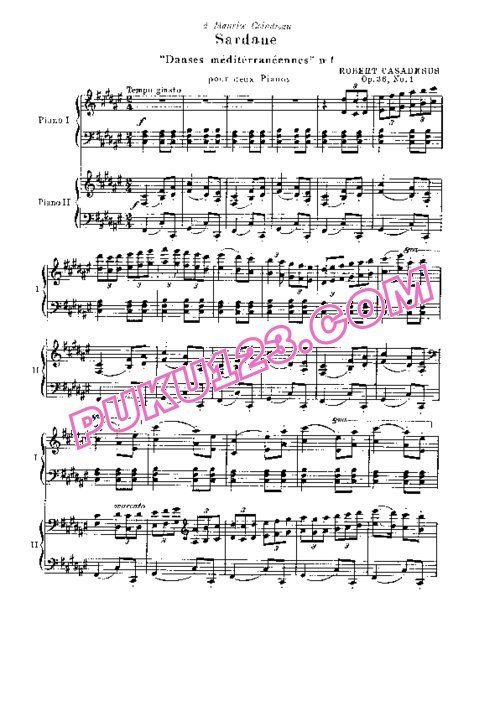 天天钢琴网-免费下载Casadesus - Trois Danses Méditerranéennes Op.36 - 2 Pianos