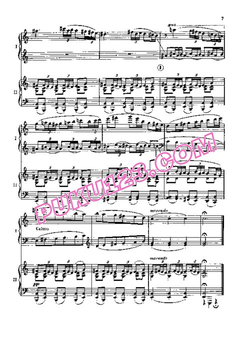 天天钢琴网-免费下载Casadesus - Trois Danses Méditerranéennes Op.36 - 2 Pianos