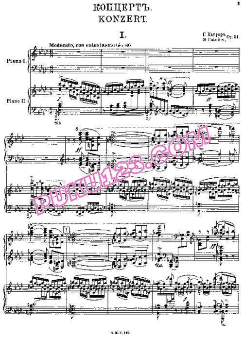 天天钢琴网-免费下载Catoire - Piano Concerto in A-flat Major Op.21 - 2 Pianos