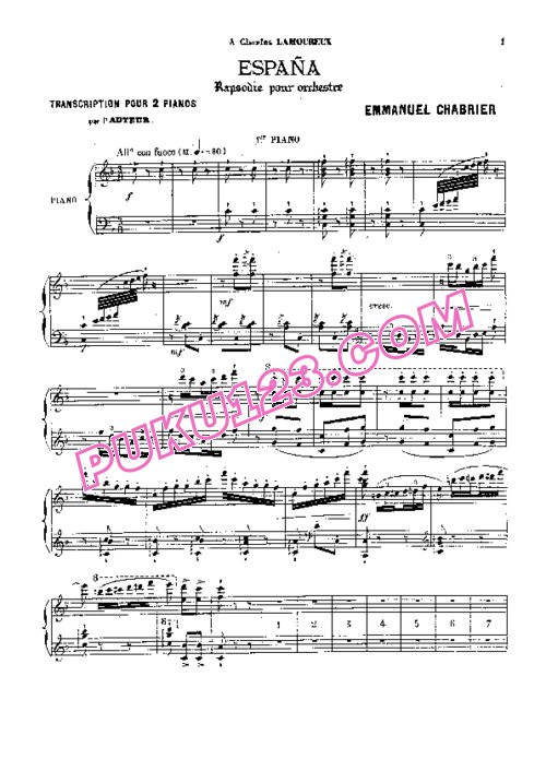 天天钢琴网-免费下载Chabrier - Espana - 2 Pianos