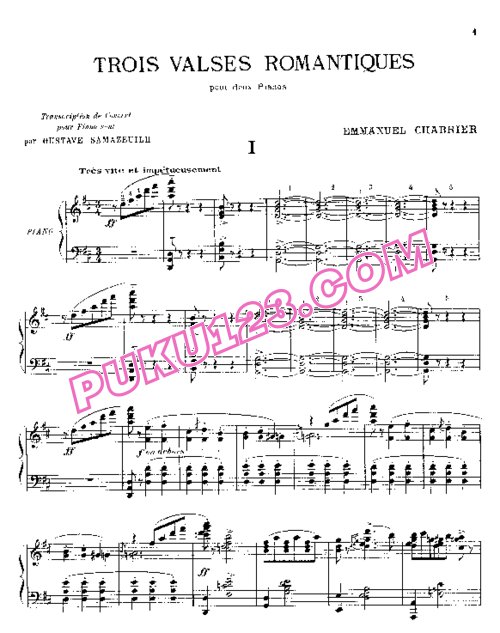 天天钢琴网-免费下载Chabrier - Samazeuilh - Trois Valses Romantiques - Solo Piano 钢琴独奏版