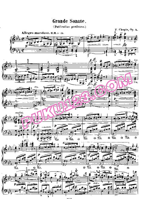 天天钢琴网-免费下载Chopin - Piano Sonata No.1 in c minor Op.4