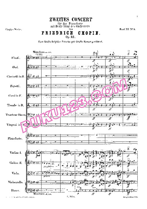 天天钢琴网-免费下载Chopin - Piano Concerto No.2 in f Minor Op.21 - Full Score