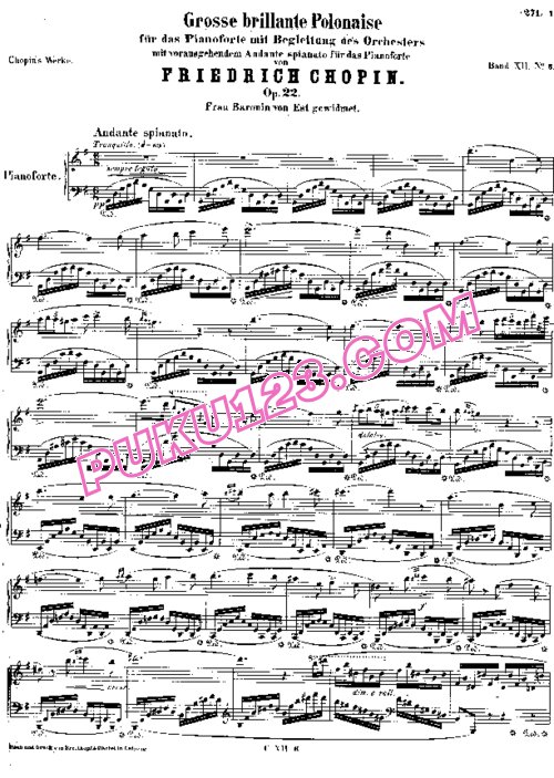天天钢琴网-免费下载Chopin - Andante spianato & Grande Polonaise Op.22 - full score
